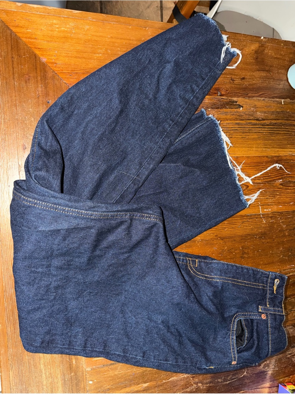 Zara Woman Dark Wash Raw Hem Cropped Jeans Size 6 EU 38 High Rise Denim
